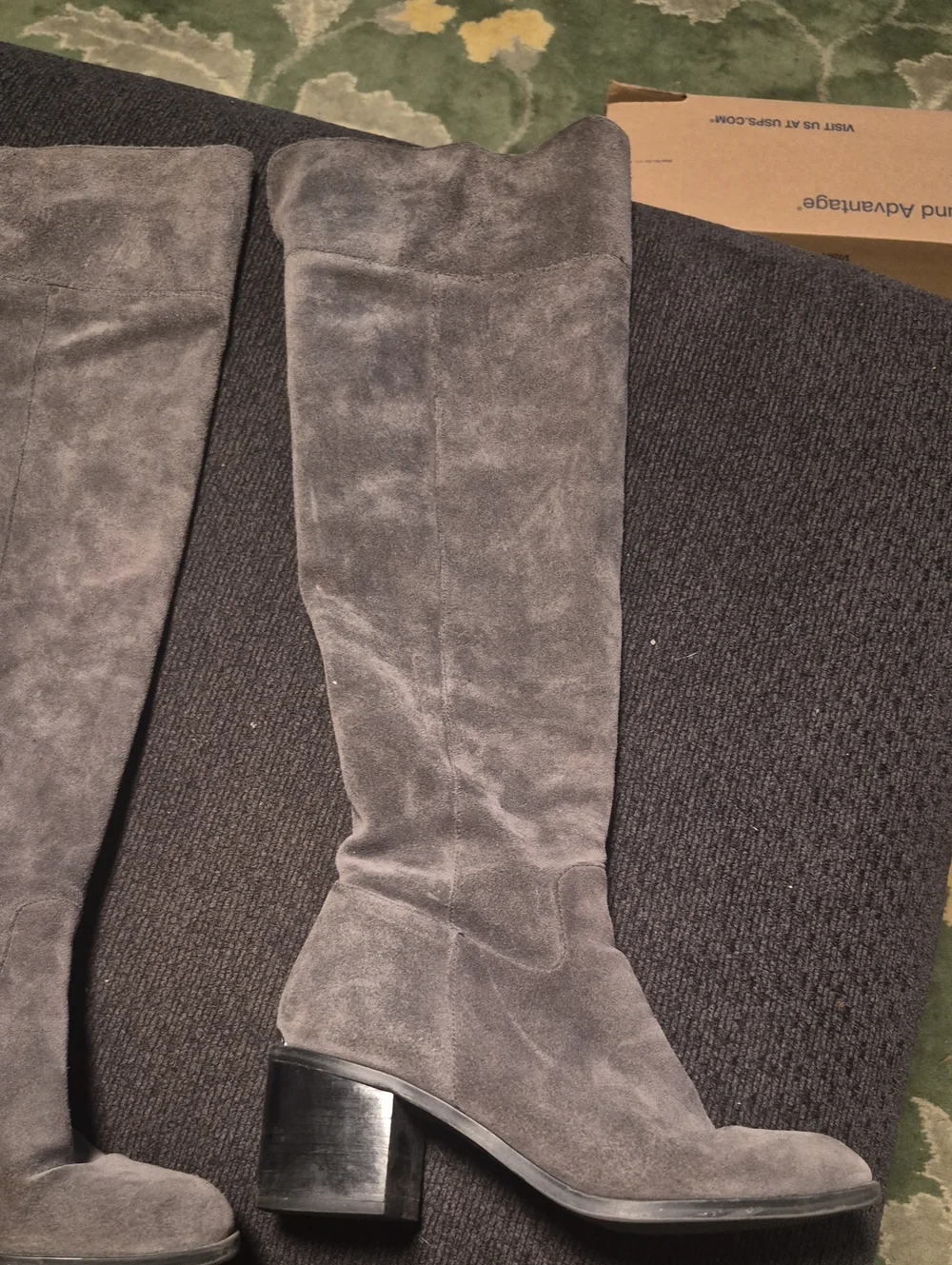 Michael Kors Gray Suede Block Heel Boots
